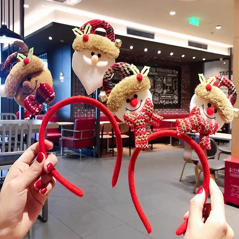 圣诞节头饰女圣诞帽发箍毛绒头箍拍照道具发卡装扮发夹发饰配饰品