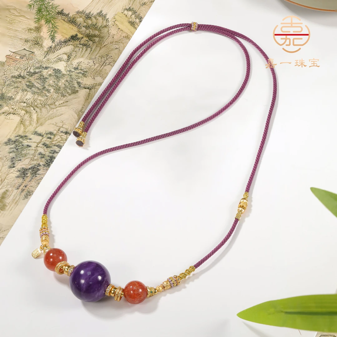 【嘉一珠宝】天然上等紫龙晶大圆珠项链女款（多样性发其一）AC8644