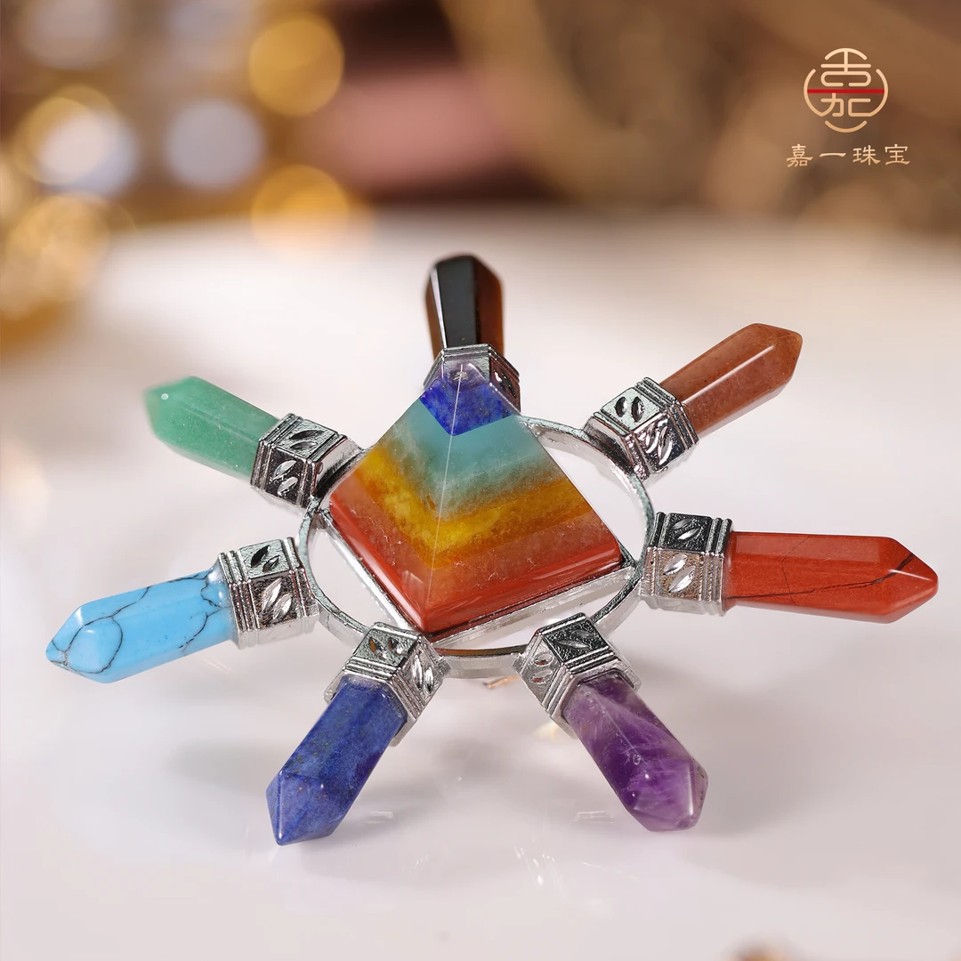 【嘉一珠宝】天然水晶七M轮金字塔摆件（天然水晶多样性发其一）