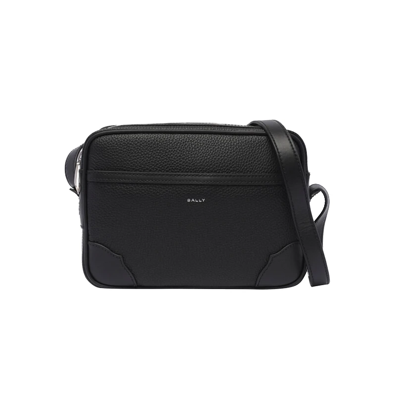 BALLY/巴利男士简约百搭黑色牛皮单肩包6304607-SH