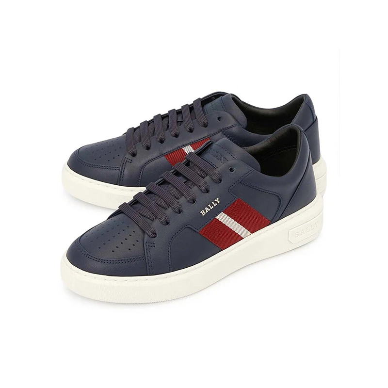BALLY/巴利（断码）男士经典条纹深蓝牛皮男鞋6237761-HZO