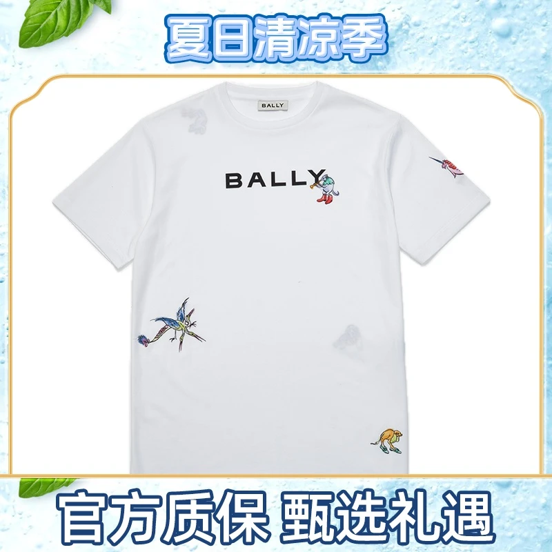 BALLY/巴利女士白色纯棉圆领春夏印花T恤6308285-HZO