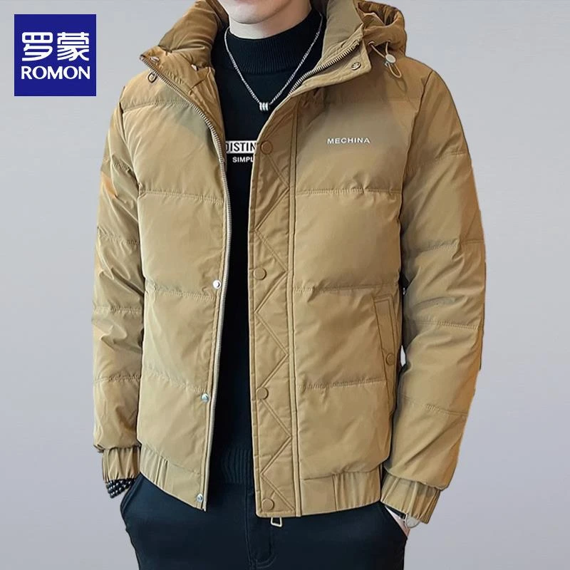 罗蒙轻薄羽绒服男士秋冬新款潮流百搭加厚防寒服休闲保暖连帽外套