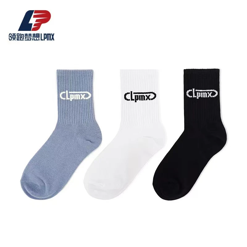 领跑梦想透气中筒运动袜潮流ins街头长筒潮袜纯棉情侣秋冬款