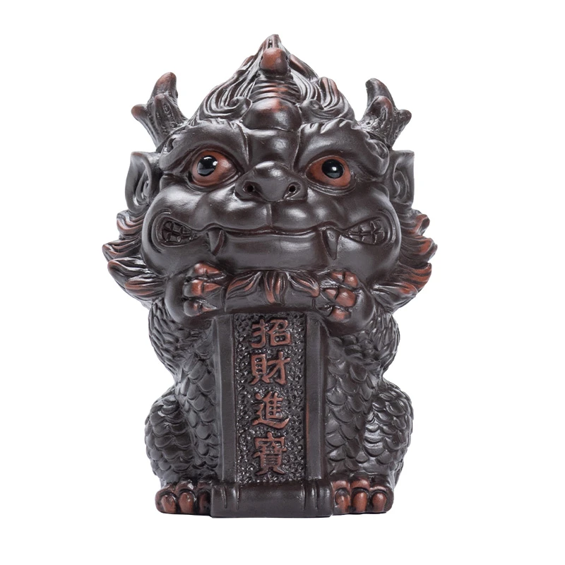 紫陶麒麟茶宠摆件精品瑞兽可养茶玩茶桌茶盘饰创意办公室客厅摆设
