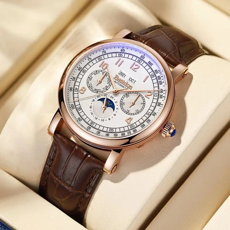 Bestdon/邦顿 2024年新款蝶飞万年历系列玫金色男士全自动机械表w