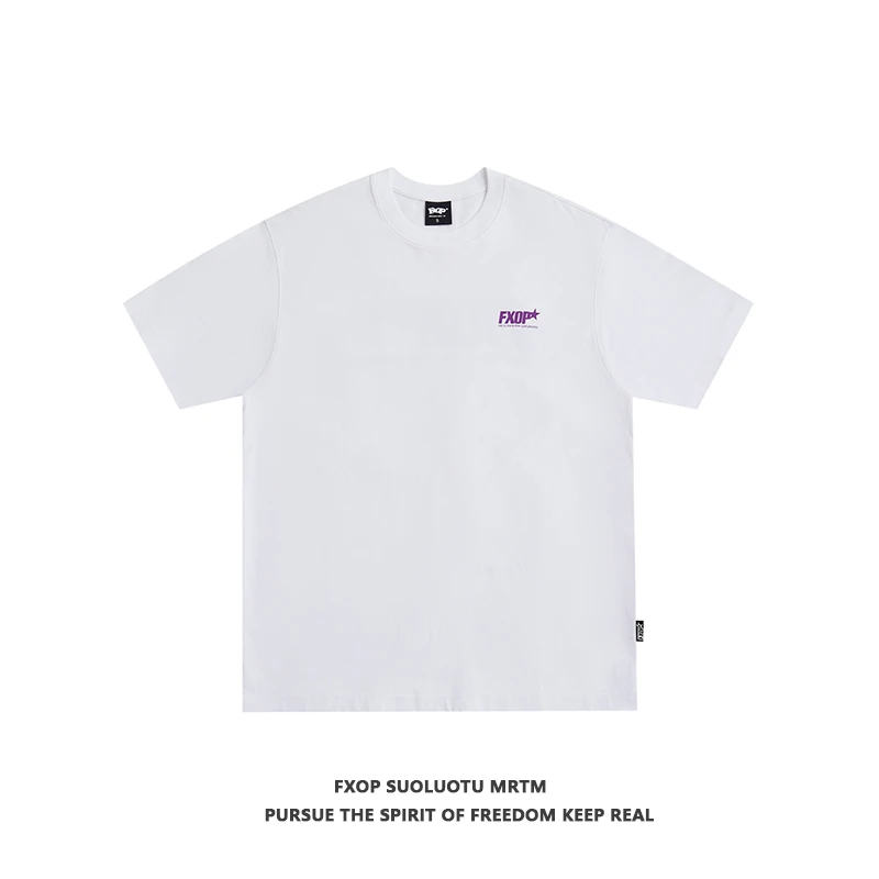 FXOP潮牌美式星星街头短袖t恤男女夏季宽松情侣重磅半袖体恤F2302