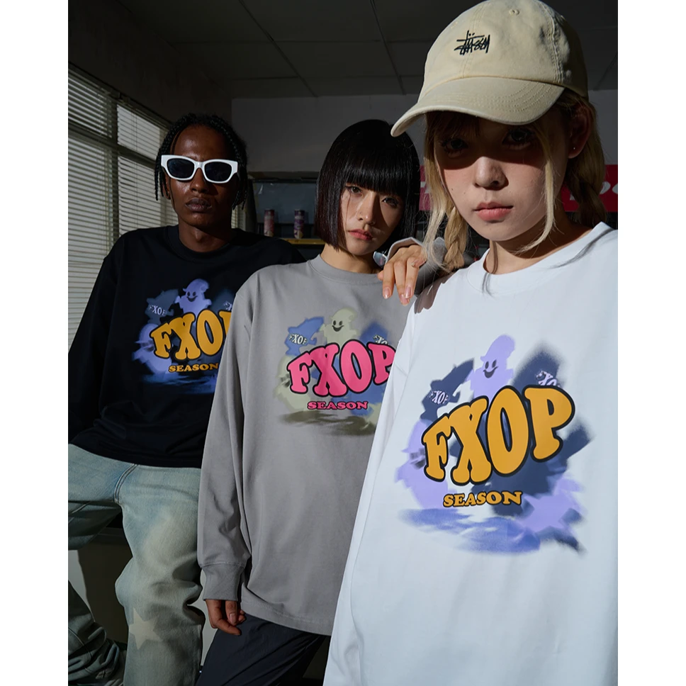 FXOP美式复古【幽灵图腾】长袖卫衣oversize潮牌情侣休闲上衣F2347