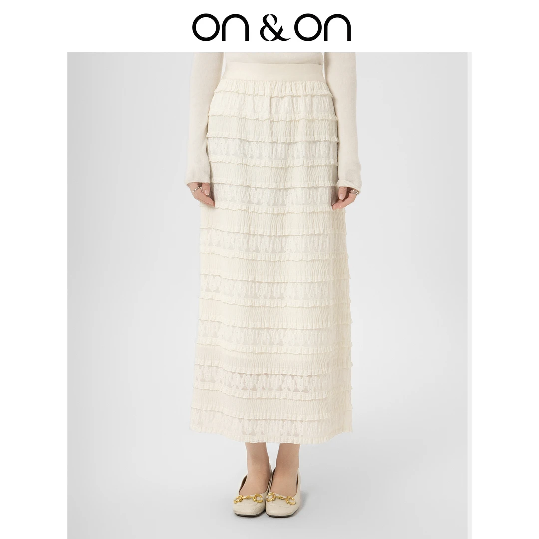 ON&ON/安乃安流光风春弹力高腰小A摆蛋糕小香风半裙N4SA1007991