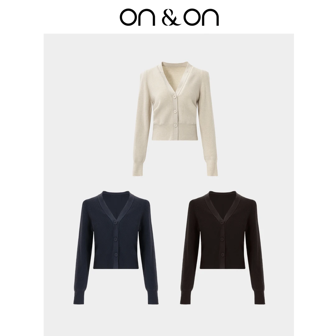 ON&ON/安乃安春季新款V领百搭气质休闲短款针织女装开衫N4SW63299