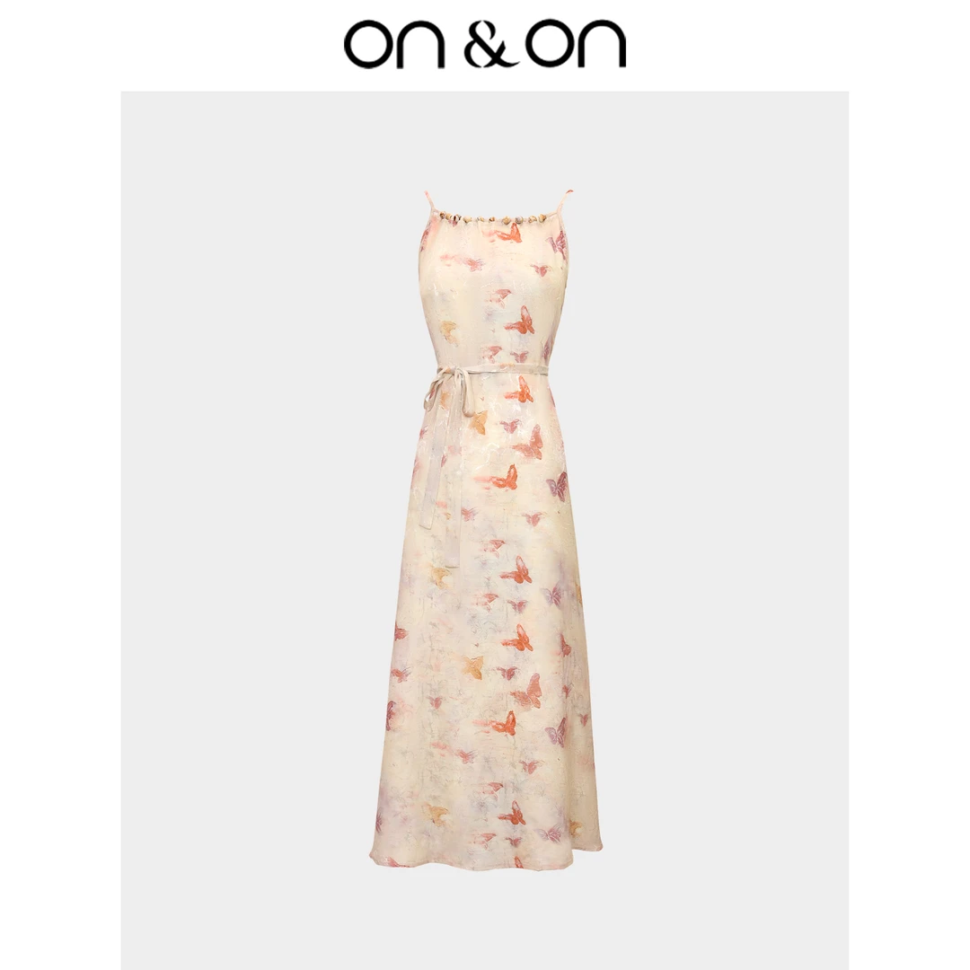 ON&ON/安乃安夏季新款度假风蝴蝶印花串珠吊带连衣裙N4SU1617691