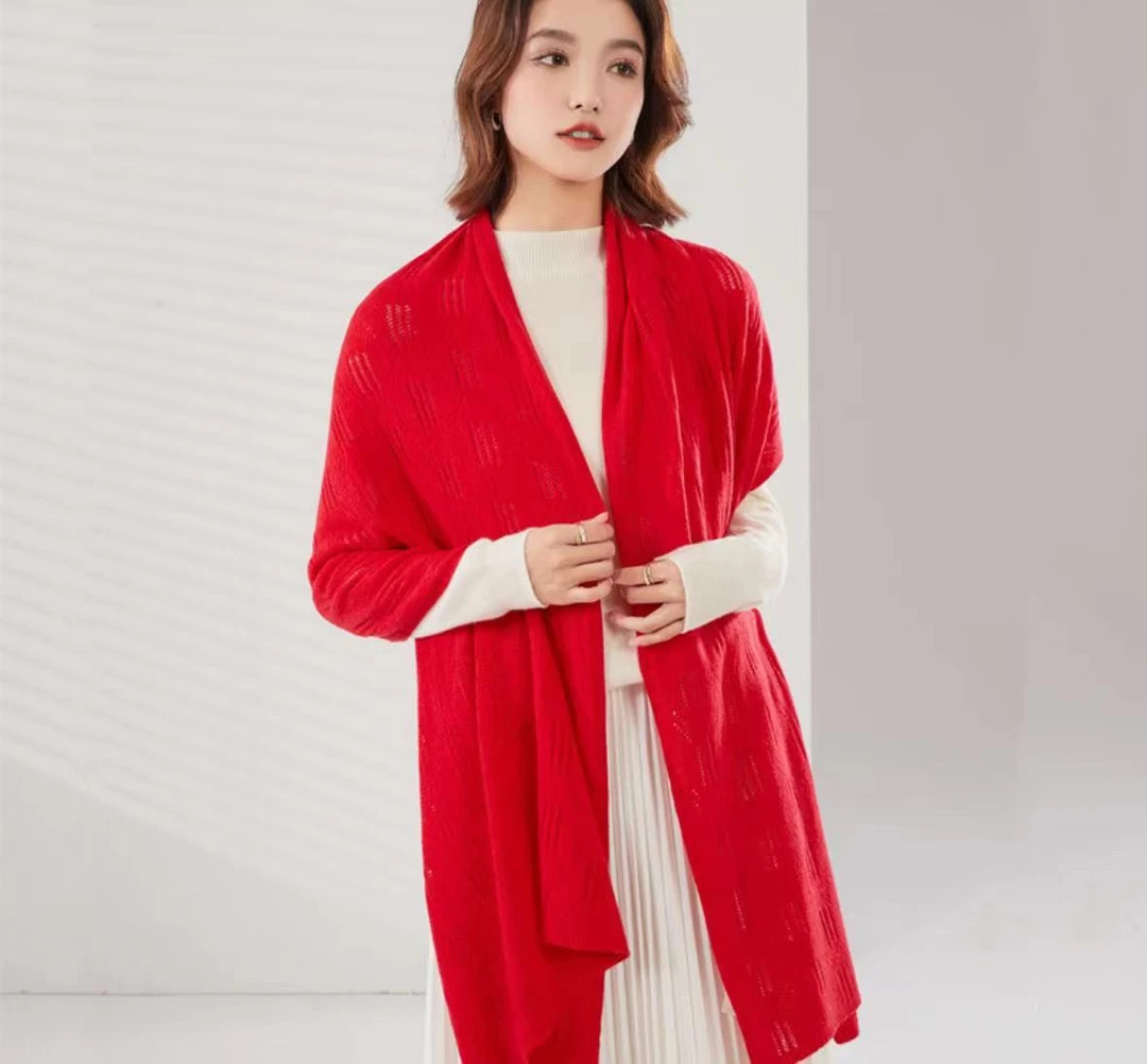 【双12福利】针织围巾披肩纯山羊绒秋冬季纯色羊绒围巾