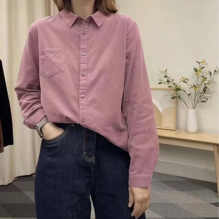 YX 简约细腻灯芯绒方领衬衣372