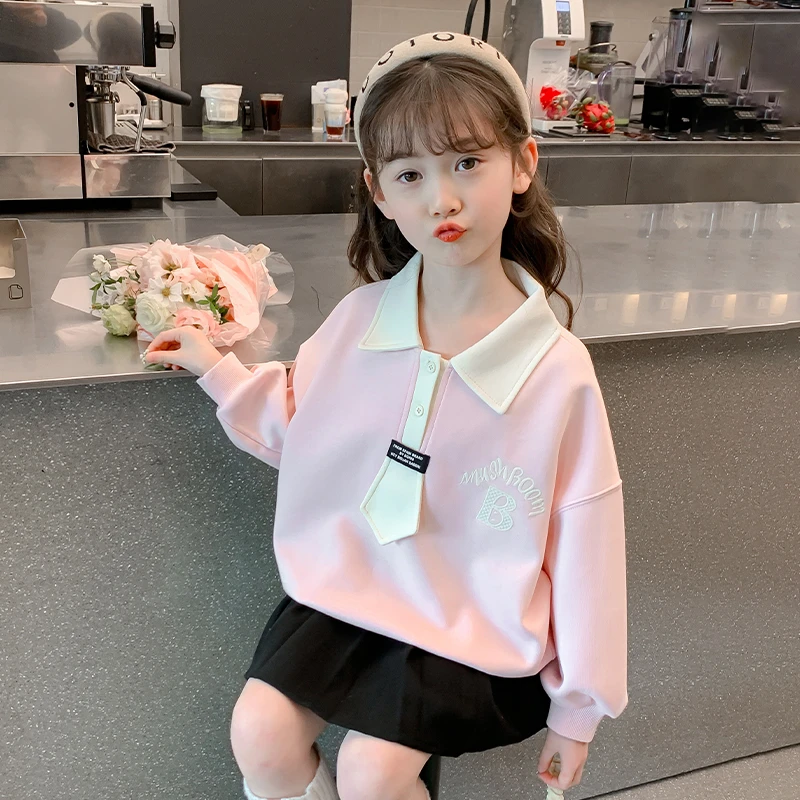 女童卫衣春装2025新款洋气儿童装网红时髦上衣春款polo衫WY-7366