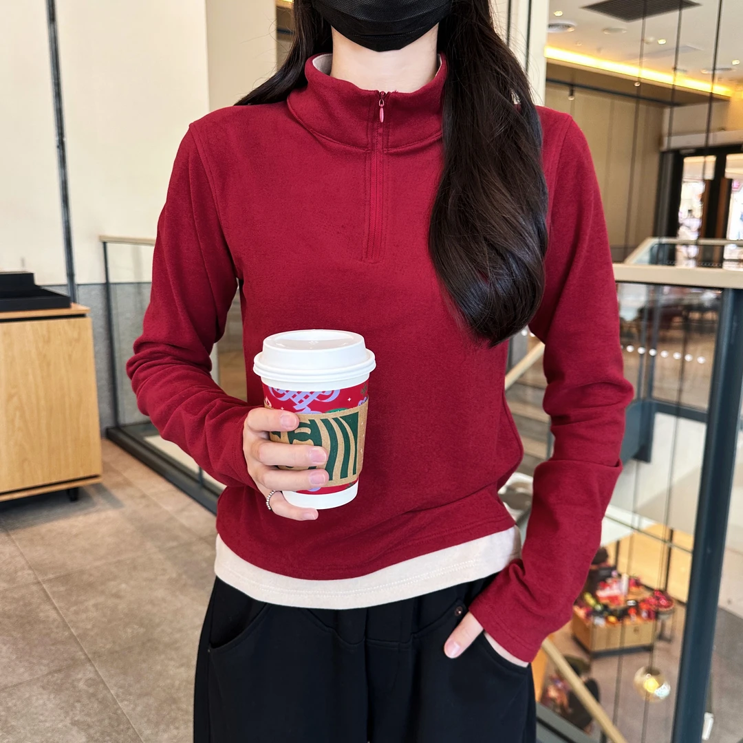 秋冬双面澳绒复合阳离子保暖加厚休闲显瘦百搭卫衣绒衫