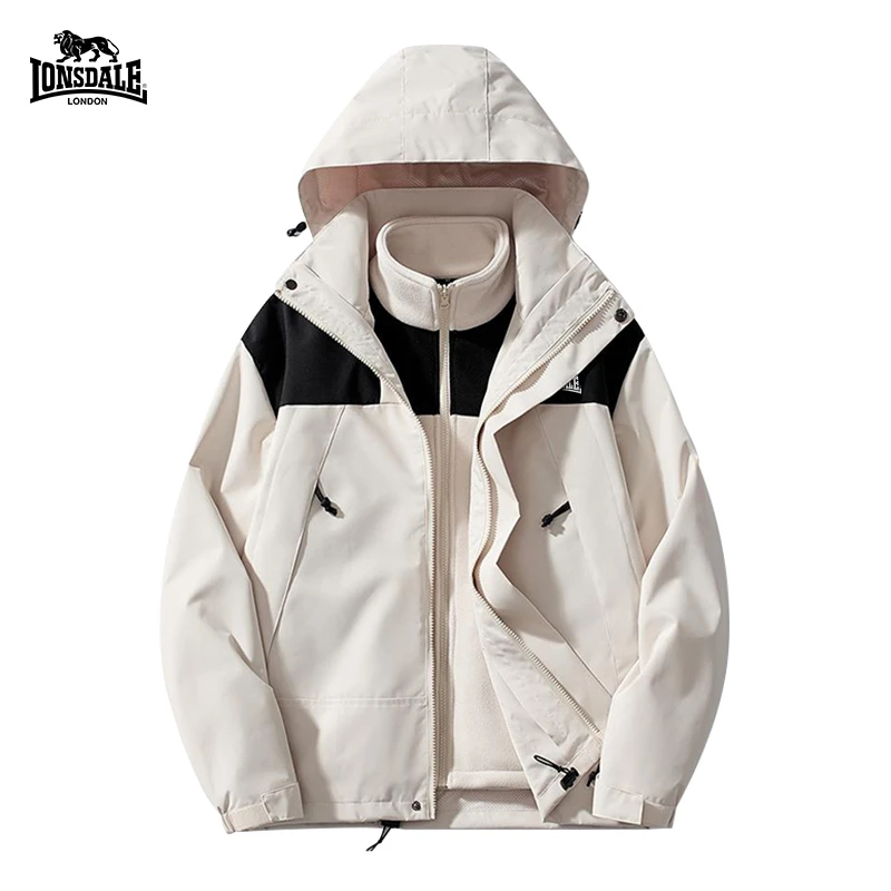 LONSDALE/龙狮戴尔三合一冲锋衣撞色拼接男女同款锁温保暖春秋