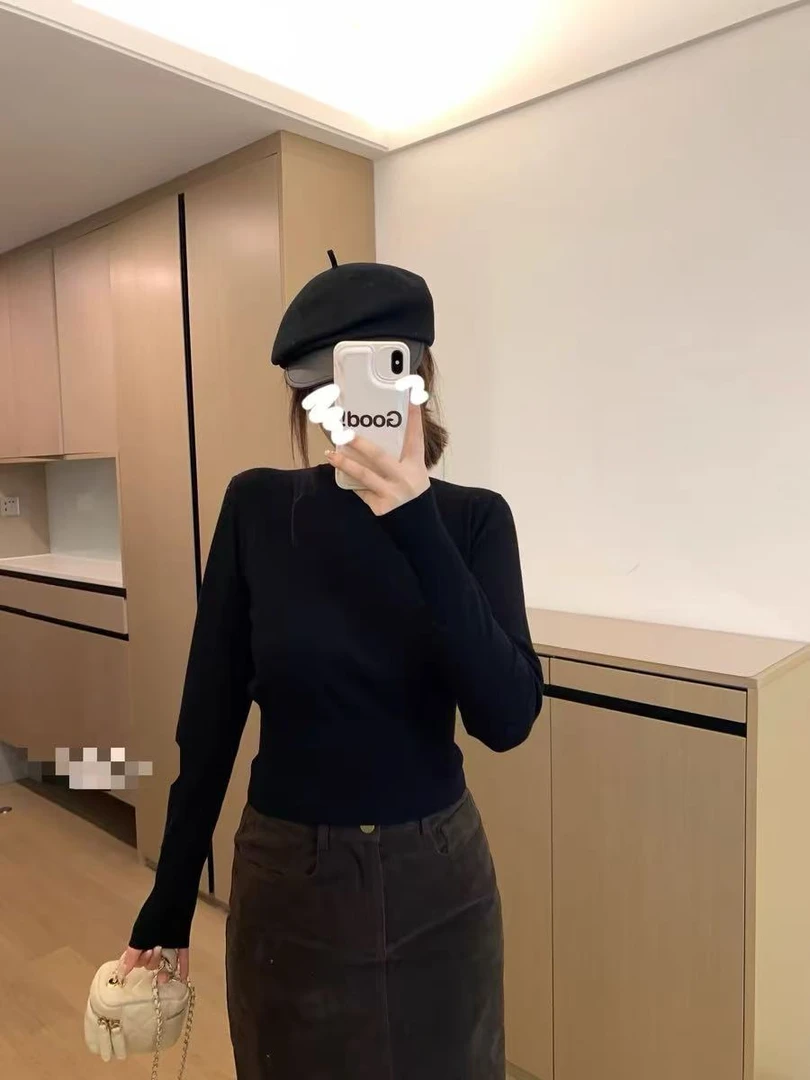 605辣妹长袖上衣女秋季修身显瘦内搭紧身外穿打底衫