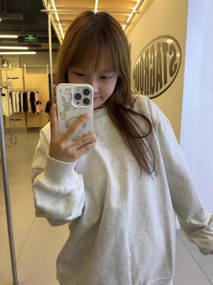 2877卫衣女秋季新款女宽松简约运动套头上衣