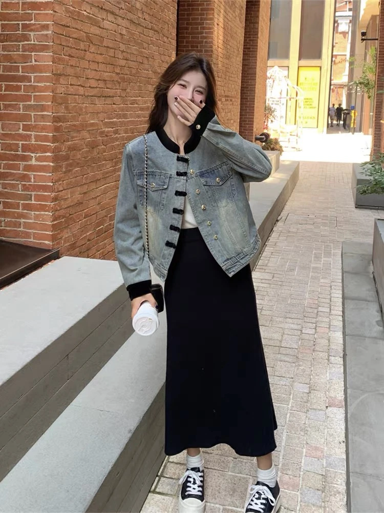 5557新中式国风牛仔外套女秋季新款设计感上衣