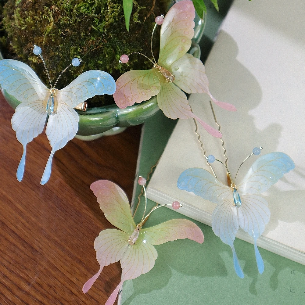 【红藤杖】|磬蝶| 热缩蝴蝶发钗发夹汉服配饰国风发饰日常