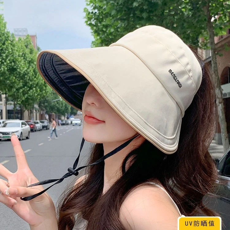 大檐可扎高马尾空顶帽子女款2024新款夏季防晒遮阳百搭休闲太阳帽