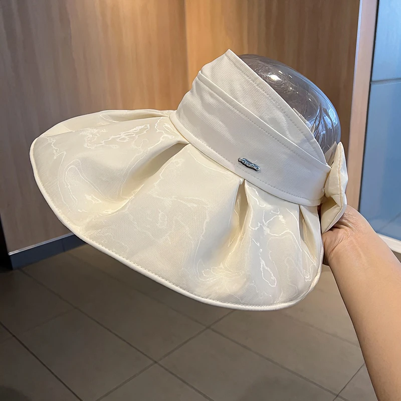 大帽檐空顶防晒帽子女款2025新款夏季户外折叠彩胶防紫外线遮阳帽