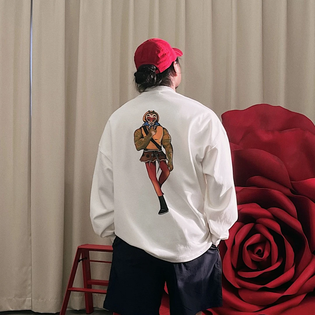 紫标 290克  肌肉悟空印花休闲宽松小高领卫衣 7017