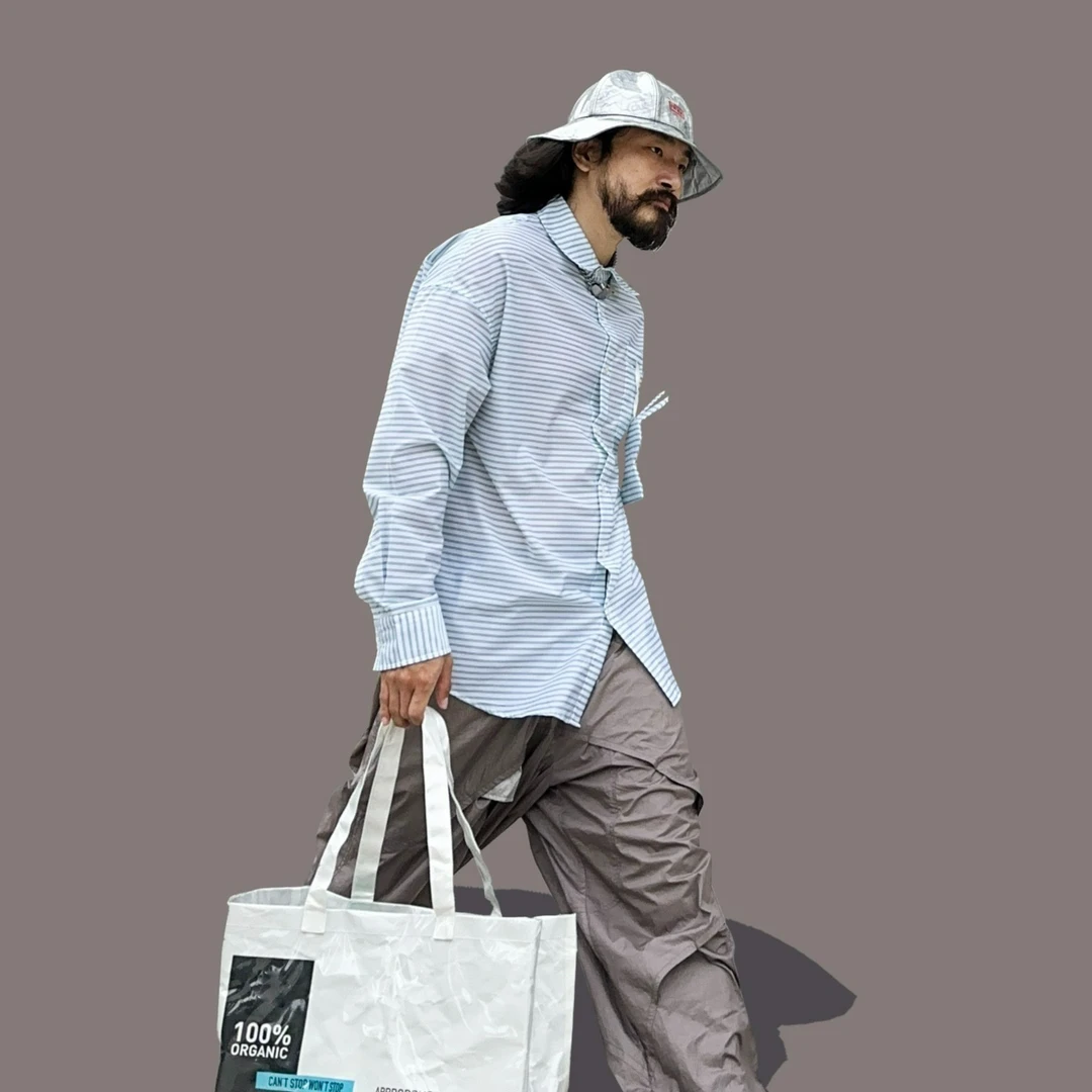 轻薄条纹配色兔子 宽松衬衫 c901