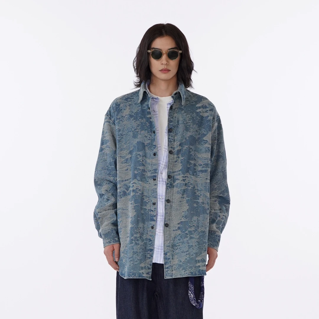 提花艺术休闲宽松牛仔外套  6502