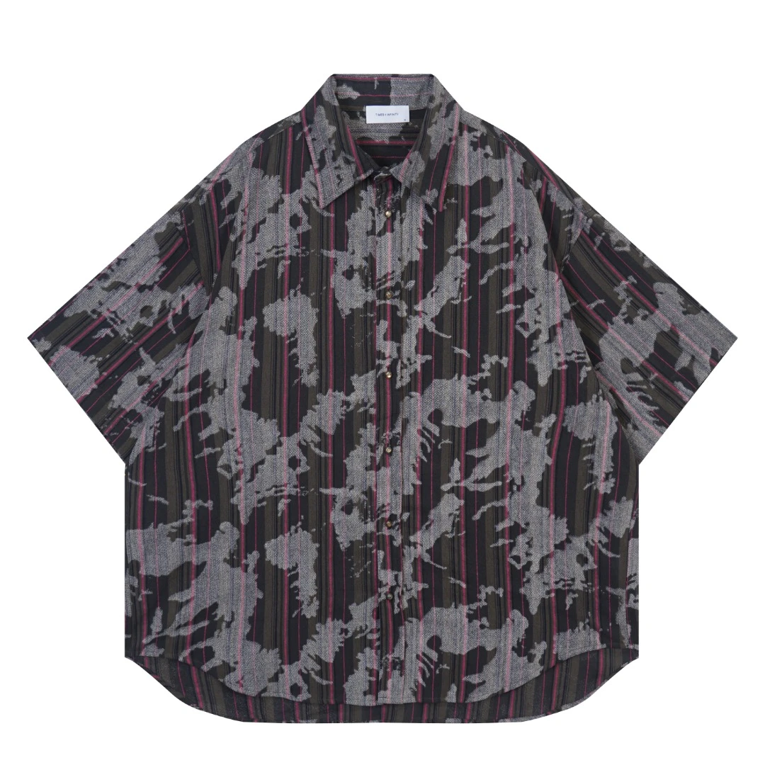 春夏新款  暗纹设计慵懒宽松短袖衬衫  3625