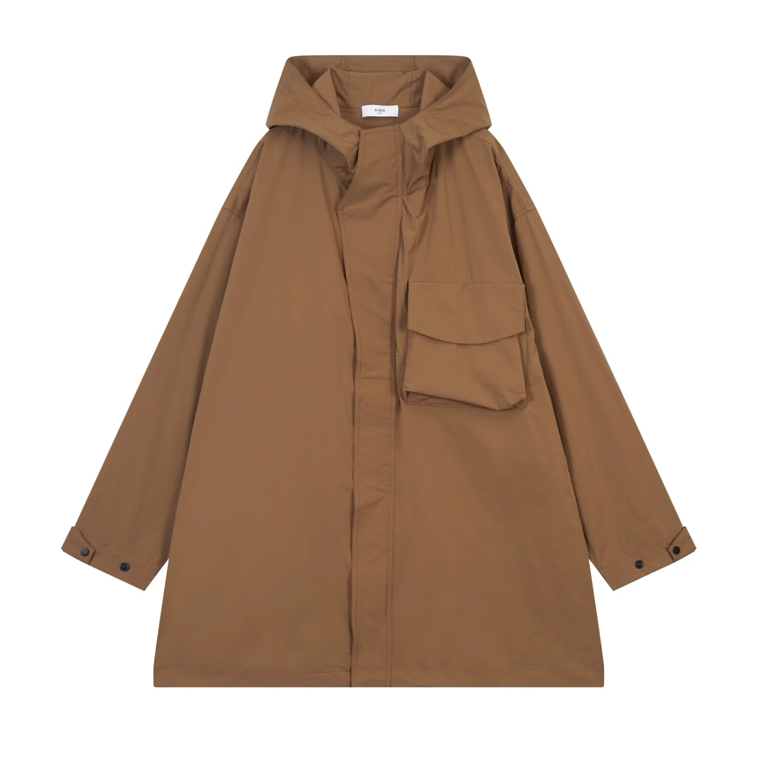 春夏新款 机能风风衣多口袋设计阔型连帽外套 2529