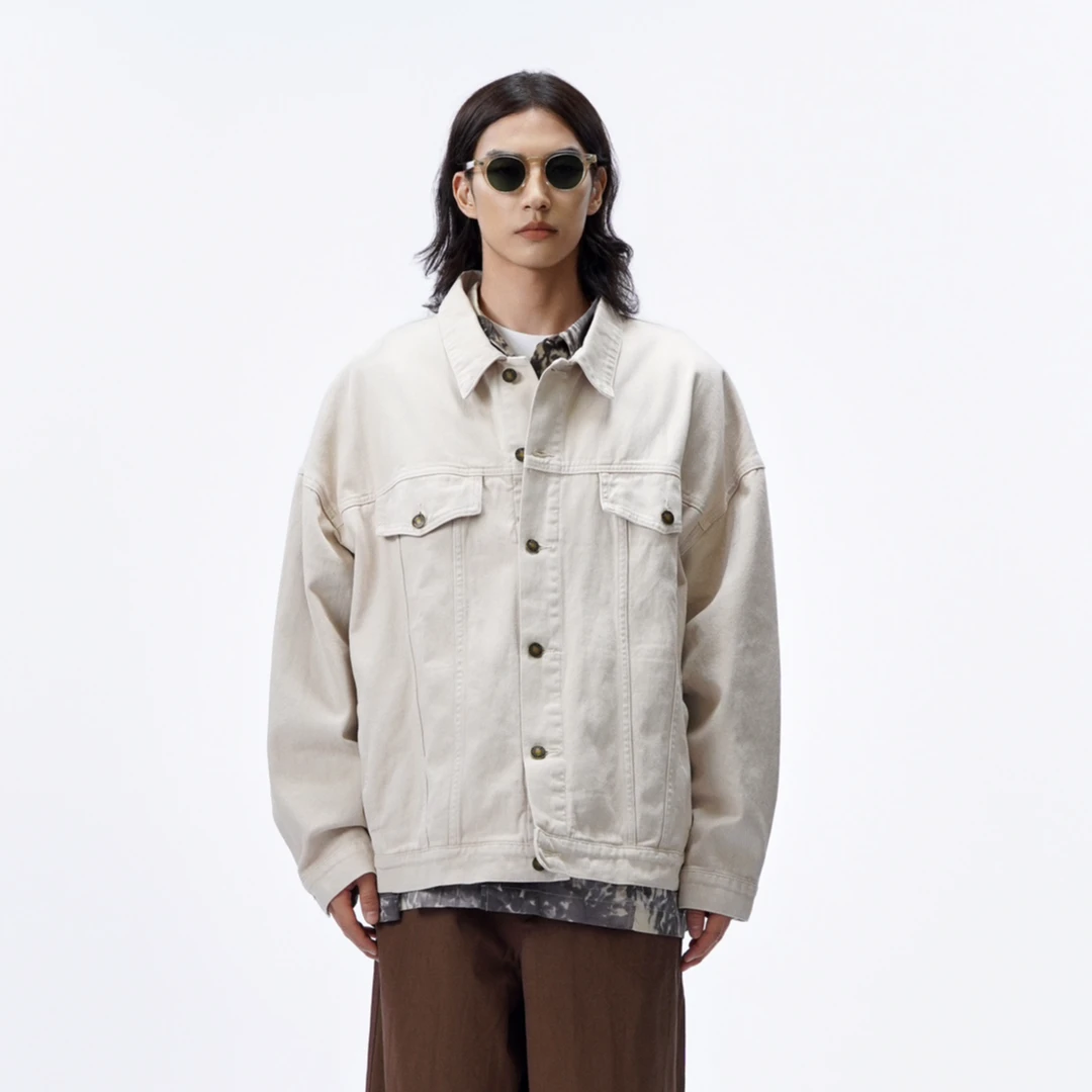 成衣洗水染色  阔型时尚牛仔外套   7502