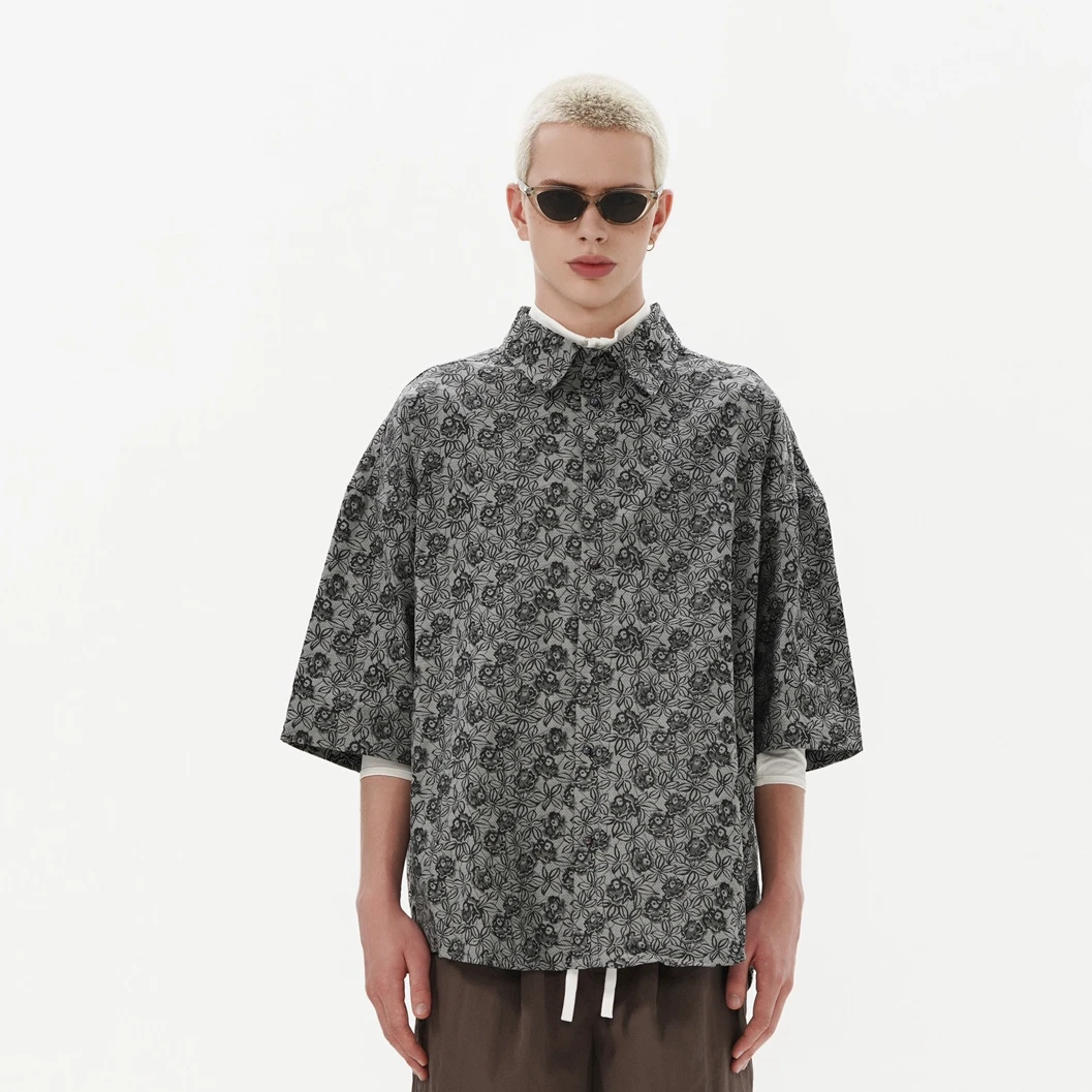 春夏新款  复古提花 舒适宽松衬衫 3537