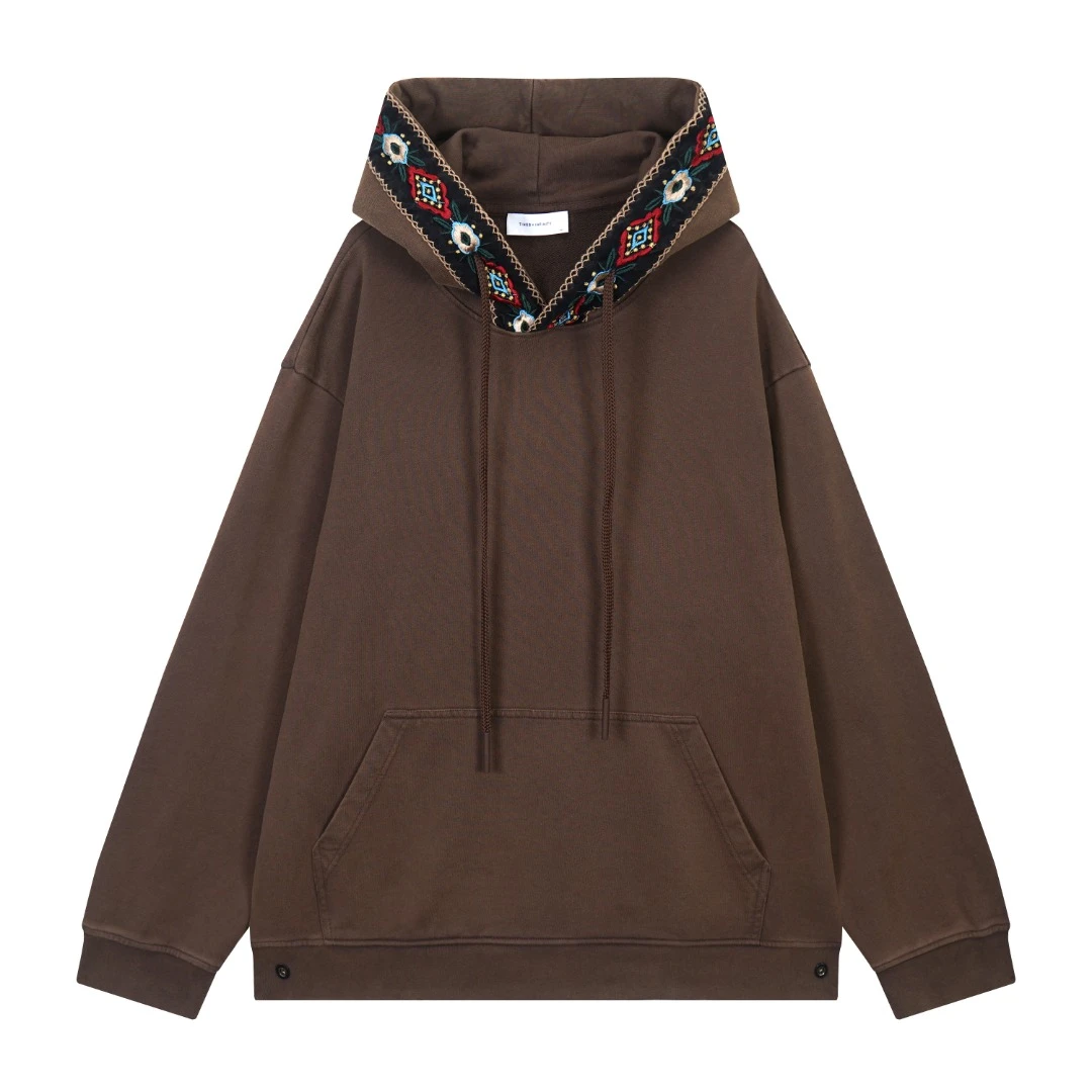 450克 洗水褪色 艺术民族风百搭休闲连帽卫衣 6286