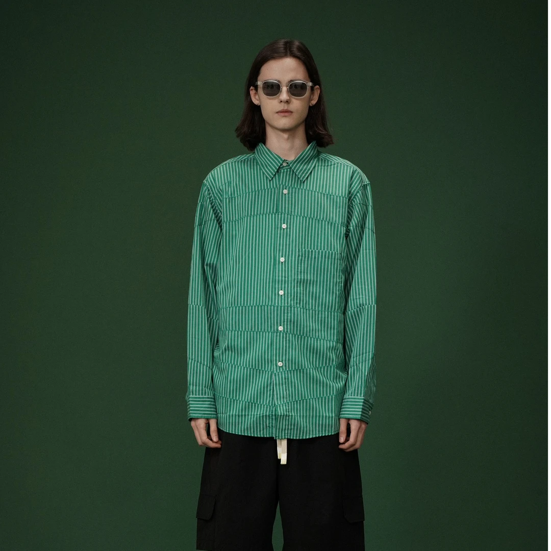 裁剪设计条纹衬衣1327