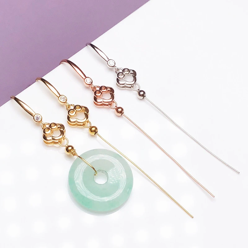 925银耳饰 S925纯银万能耳钩DIY手工银耳勾圆珠百搭平安扣耳环