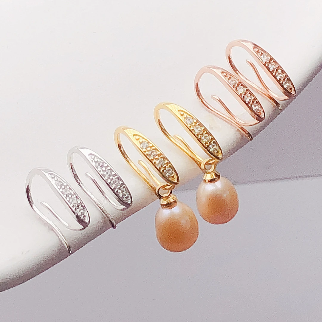 925银耳饰 s925纯银镀18k金耳环配件diy手工万能耳钩耳环饰品耳饰