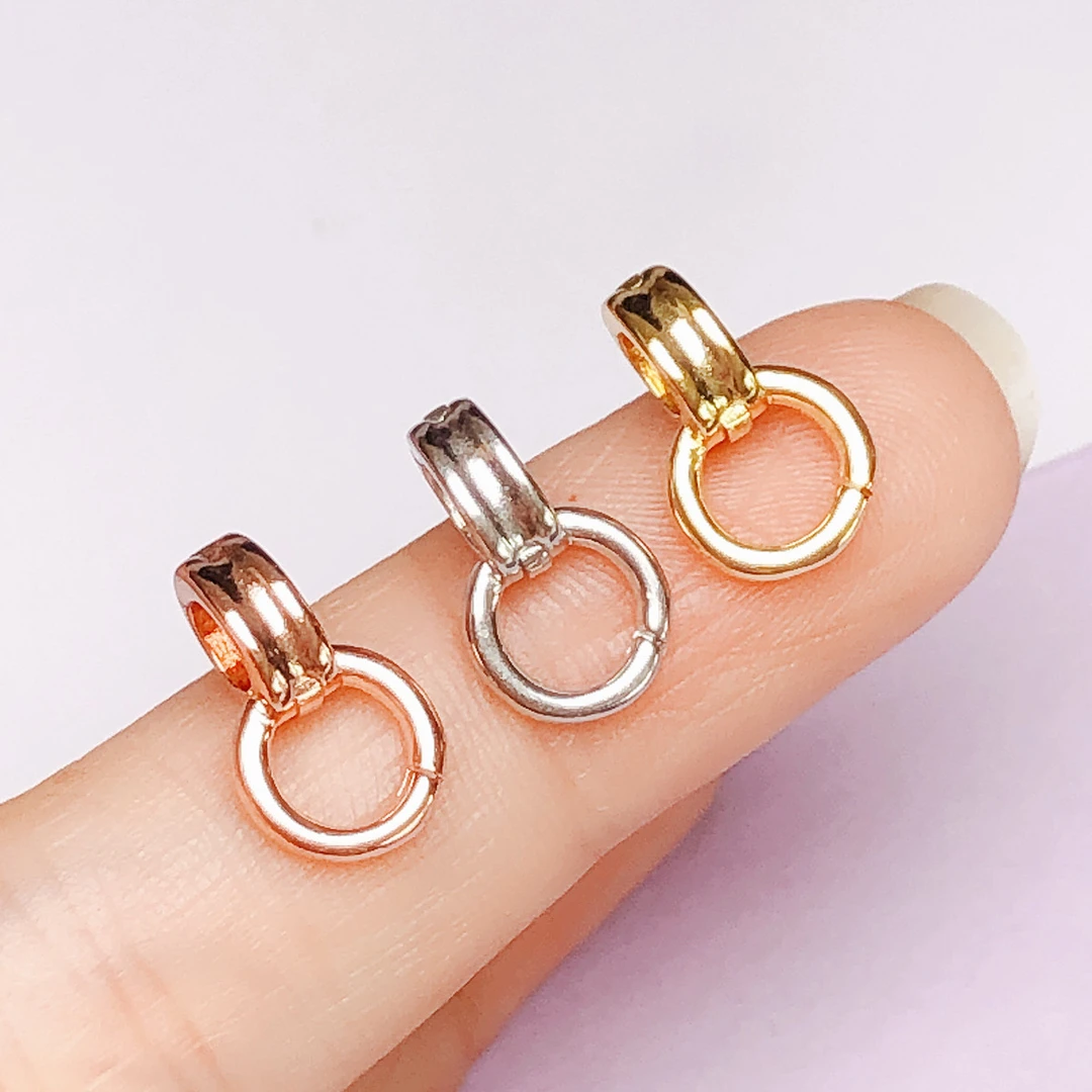 925银银制品 s925纯银diy万能扣项链扣 双开百搭扣圆珠链接吊坠扣