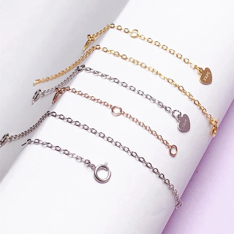 925银银制品 s925银延长链手錬项链加长链子开口圈链配件尾链调节