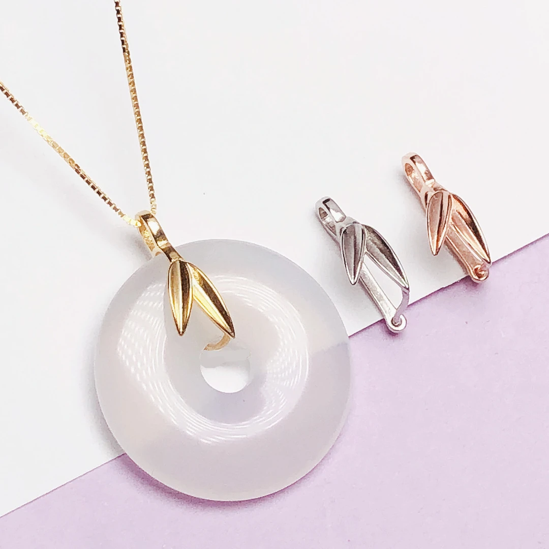 925银银制品 s925纯银平安扣时尚扣夹扣竹百搭夹扣针配件银扣头