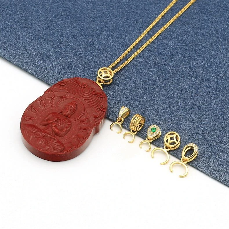 925银银制品 吊坠扣头银扣s925纯银左右孔对夹扣横向卡扣牛鼻孔扣