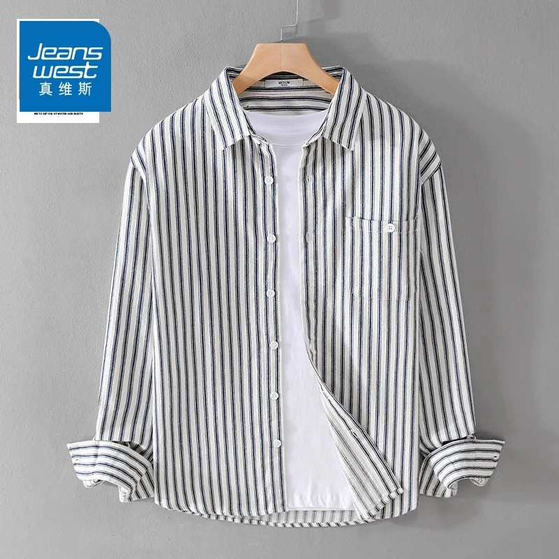 Jeanswest/真维斯2024年秋冬季男装简约素色百搭时尚潮款舒适休闲
