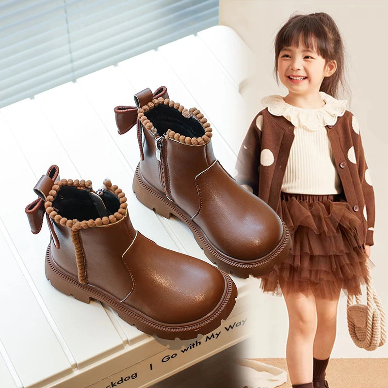 ABC公主马丁靴2025加绒短靴秋冬单里宝宝女童靴女童保暖新款皮靴