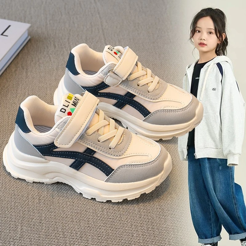 ABC女童网面老爹鞋2025新款春秋季男童轻便运动鞋女孩中大童跑鞋