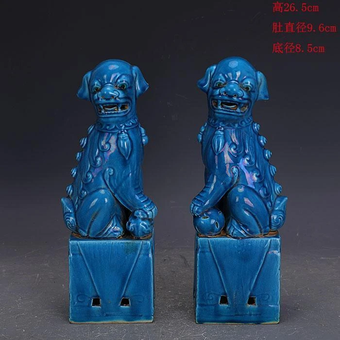 陶瓷瓷器摆件绣球家居摆件景德镇瓷器蓝釉规格:32x12x7厘米