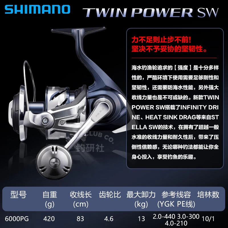 SHIMANO/禧玛诺轻量放线耐用纺车轮SW路亚海钓金属铁板深海听帕瓦