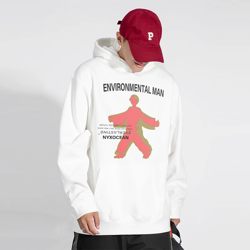 宽松加绒印花套头休闲秋冬国潮情侣装卫衣