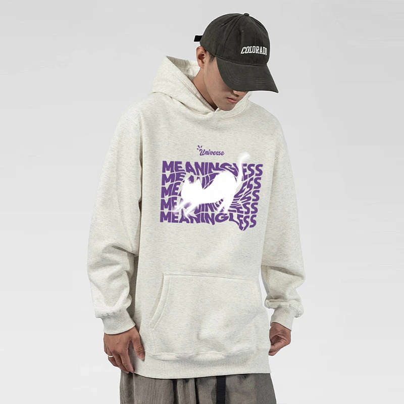 韩系清新简约宽松加绒加厚套头连帽卫衣个性男女情侣设计款重磅