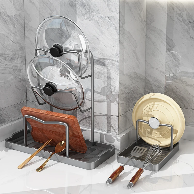 锅盖架厨房台面置物架多功能锅盖菜板放置架家用坐式沥水收纳神器