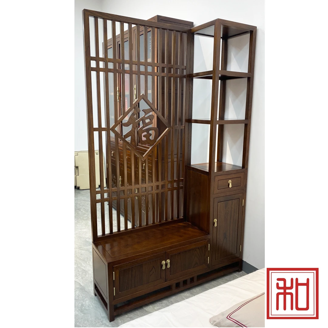 【道和堂】新典II系列单/双面福字门厅柜玄关柜实木隔断北方榆木